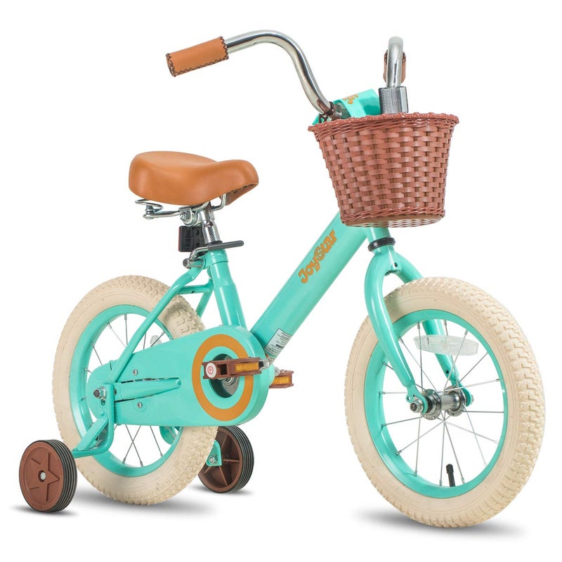 JOYSTAR 12 Inch Kids Bikes with Training Wheels & Basket, Vintage Girls Bike for Toddler of 2-4 Years Old Girls & Boys, Kids Bicycles, Green - Image 1